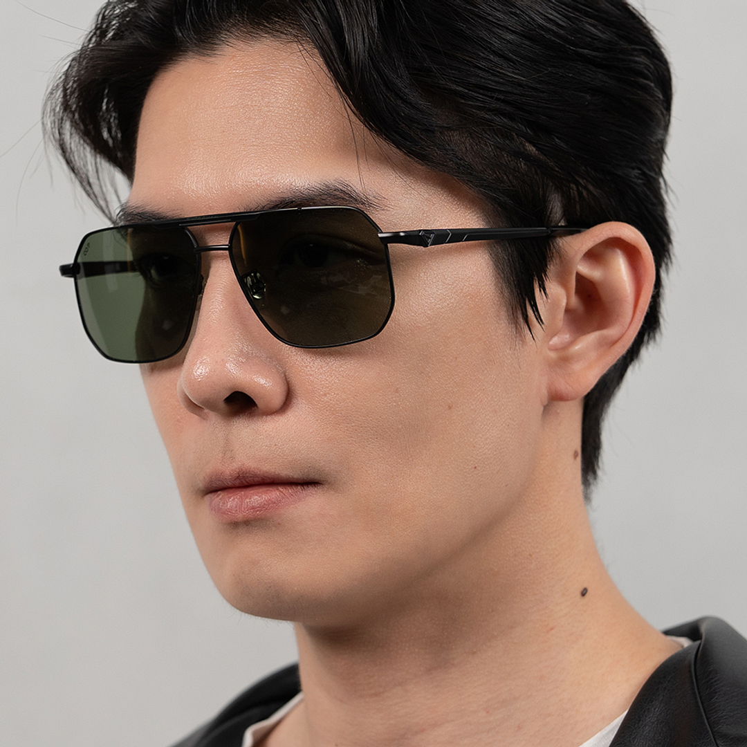 Lenskart STUDIO Black Full Rim Aviator left side
