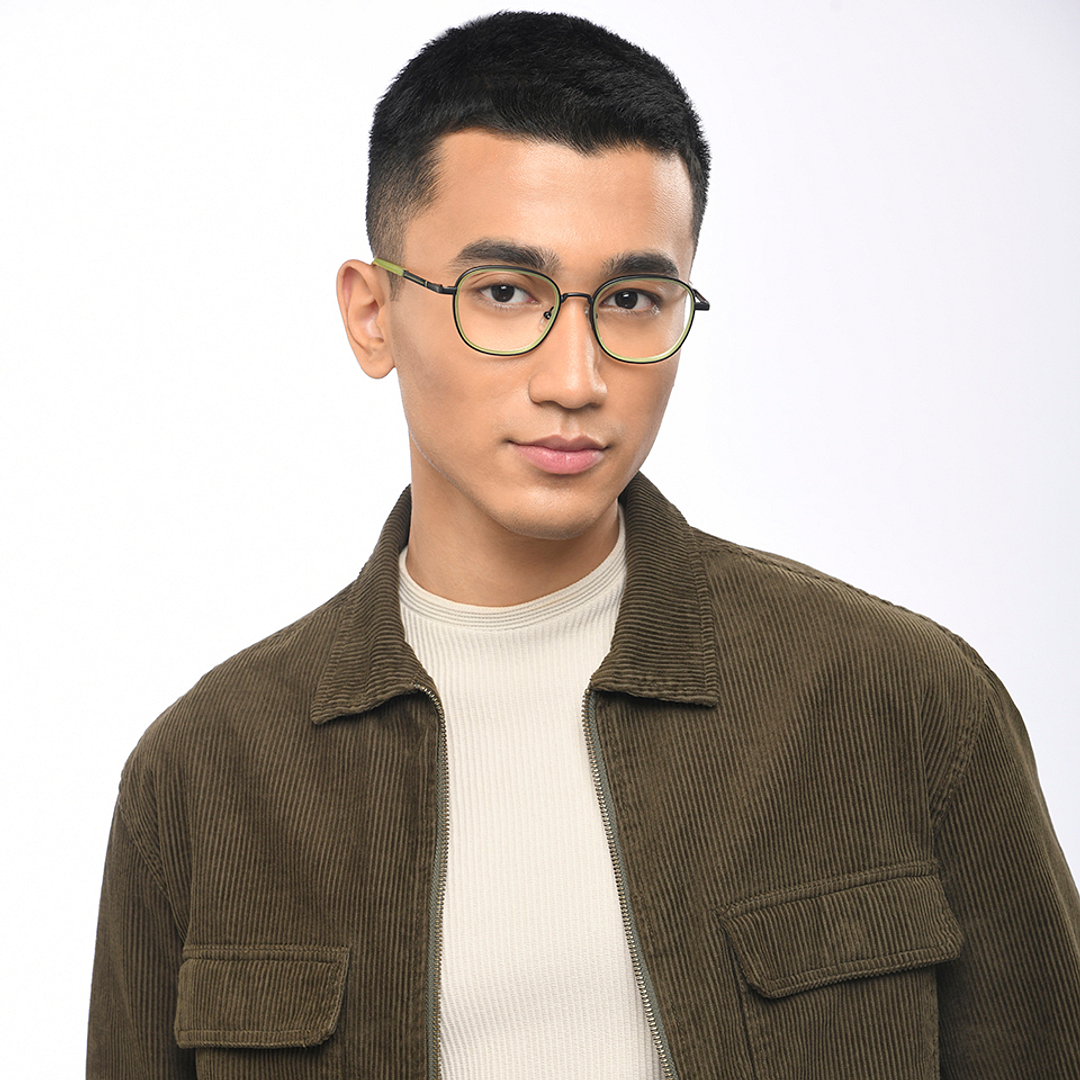 Lenskart Studio Online Bottle Green Full Rim Square left side