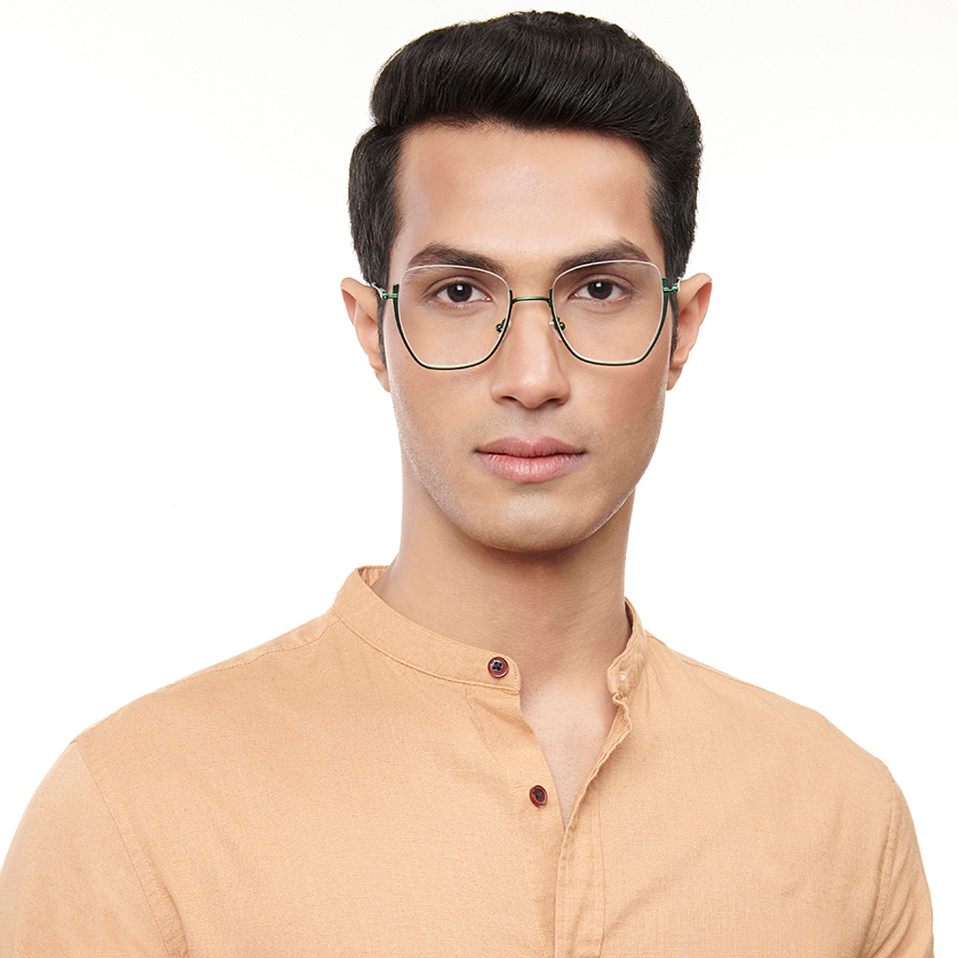 Lenskart Studio Online Green Half Rim Geometric right side