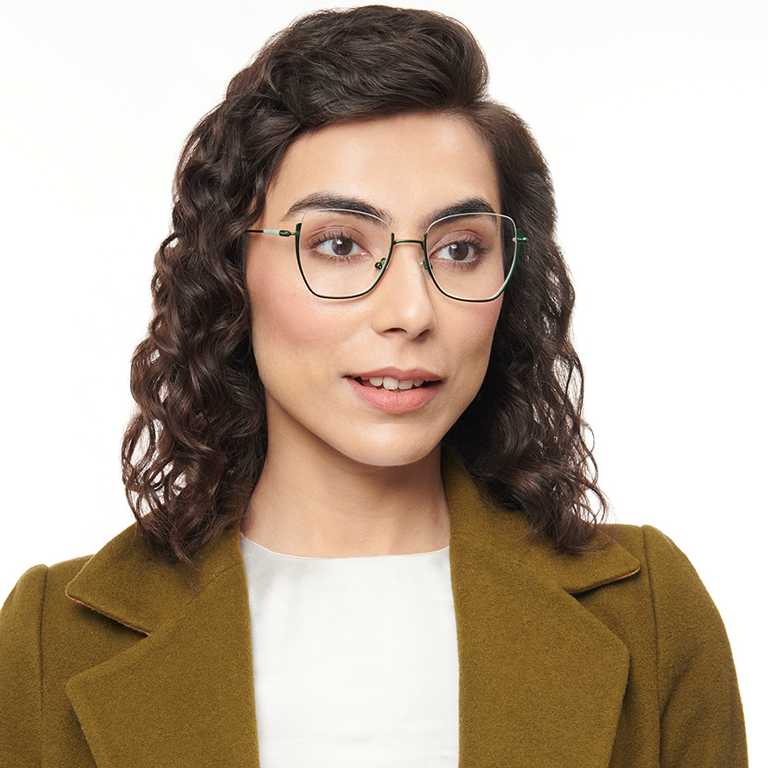 Lenskart Studio Online Green Half Rim Geometric left side
