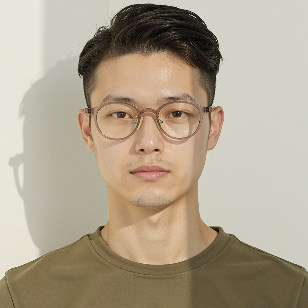 Lenskart Air Pink Transparent Full Rim Round left side