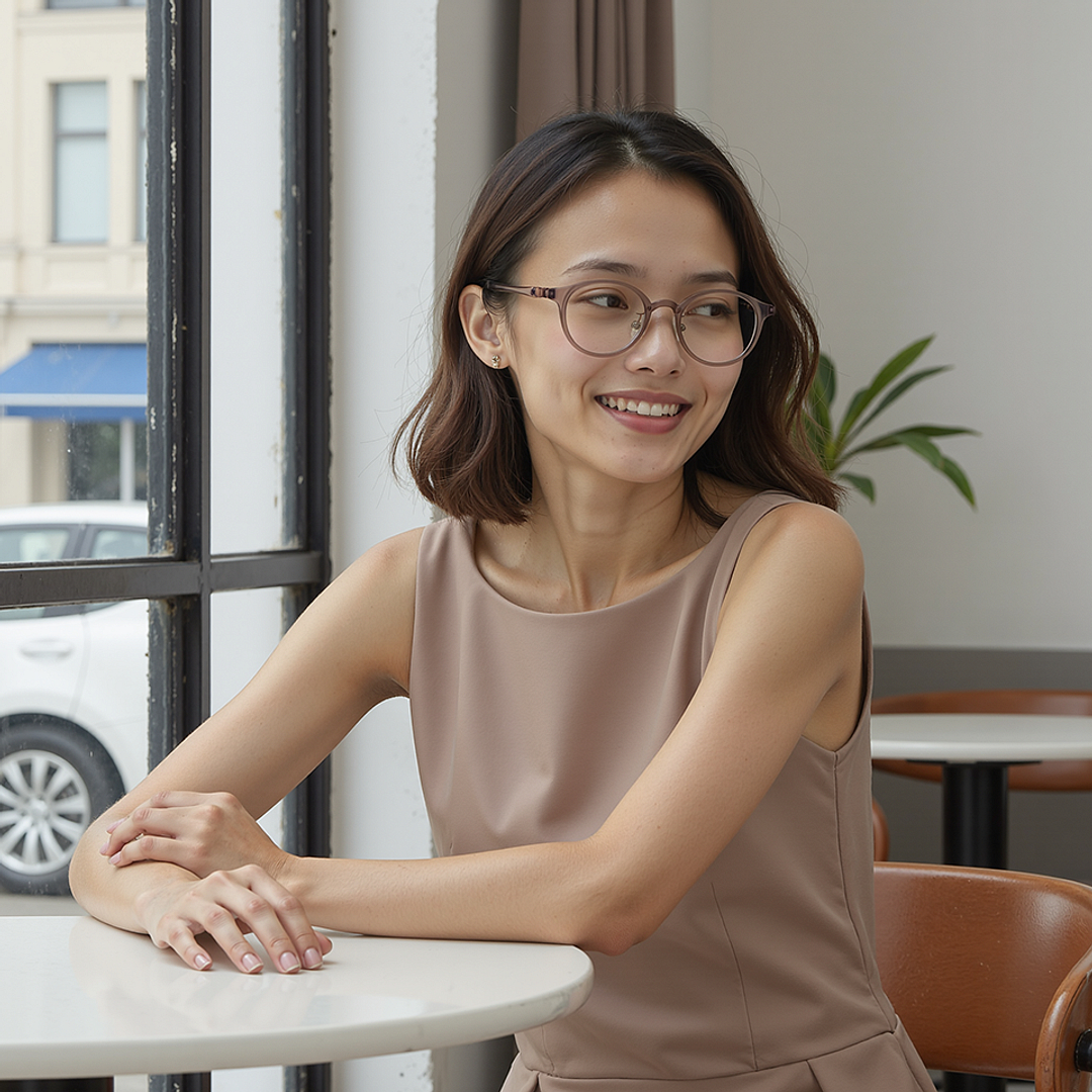 Lenskart Air Pink Transparent Full Rim Round right side