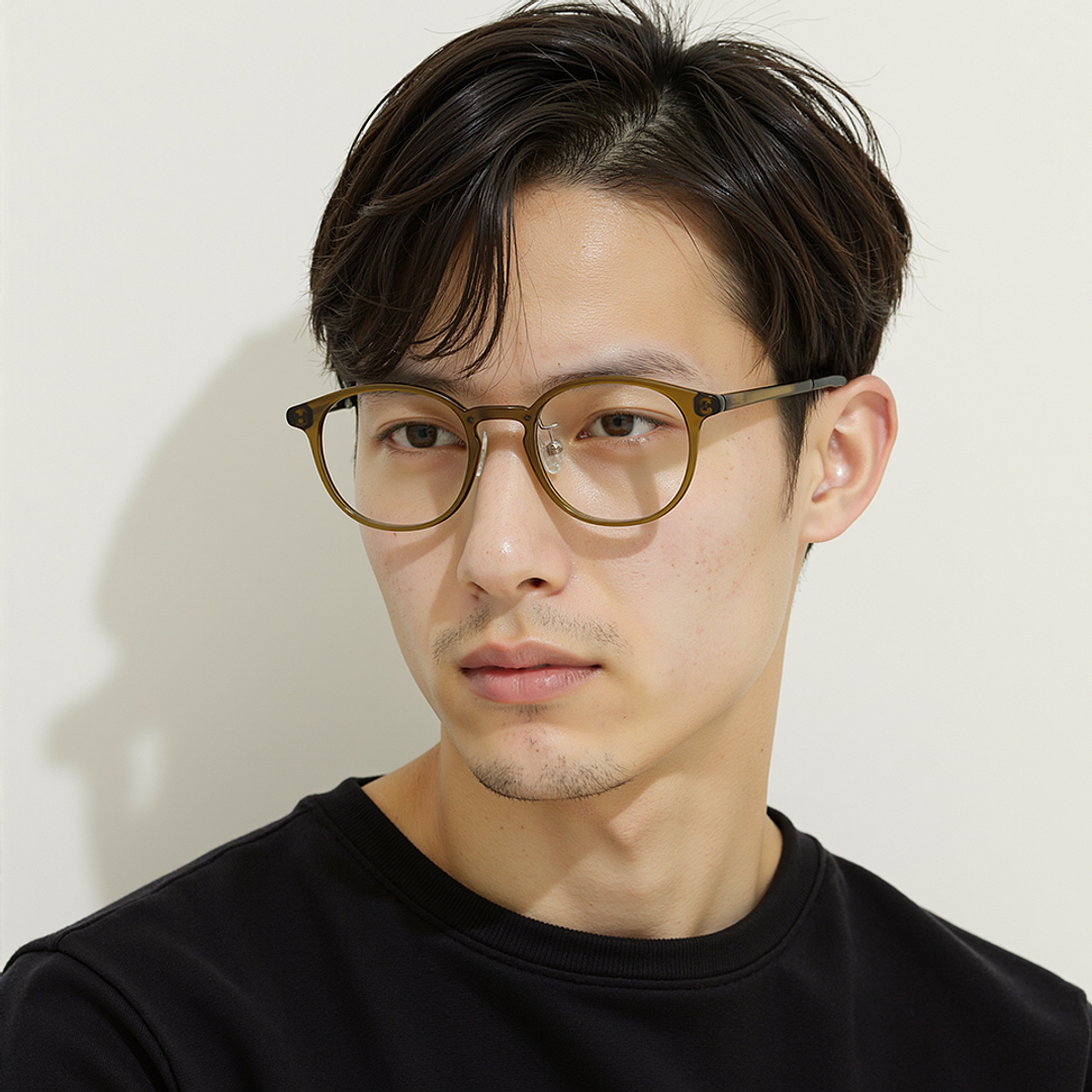 Lenskart Air Green Transparent Full Rim Round left side