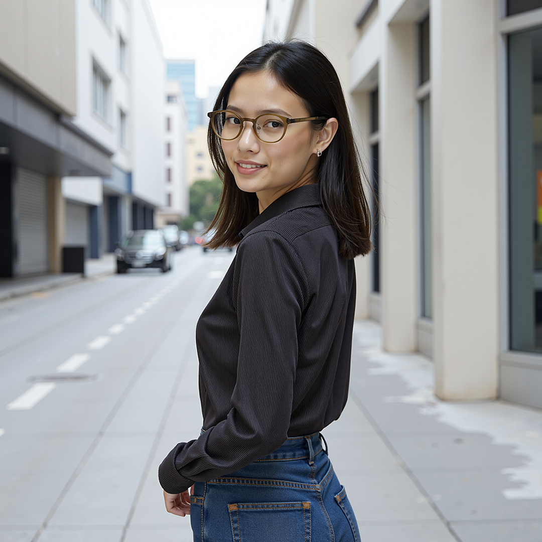 Lenskart Air Green Transparent Full Rim Round right side