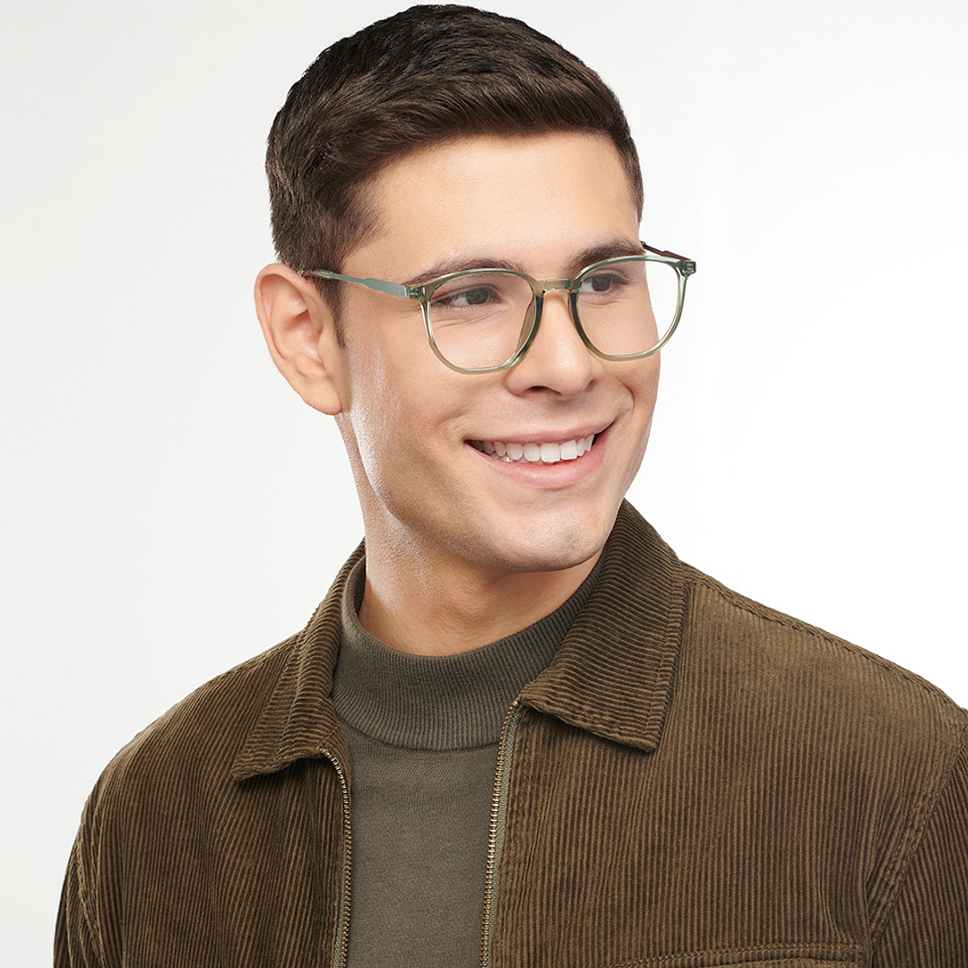 Lenskart Air Green Transparent Full Rim Round left side