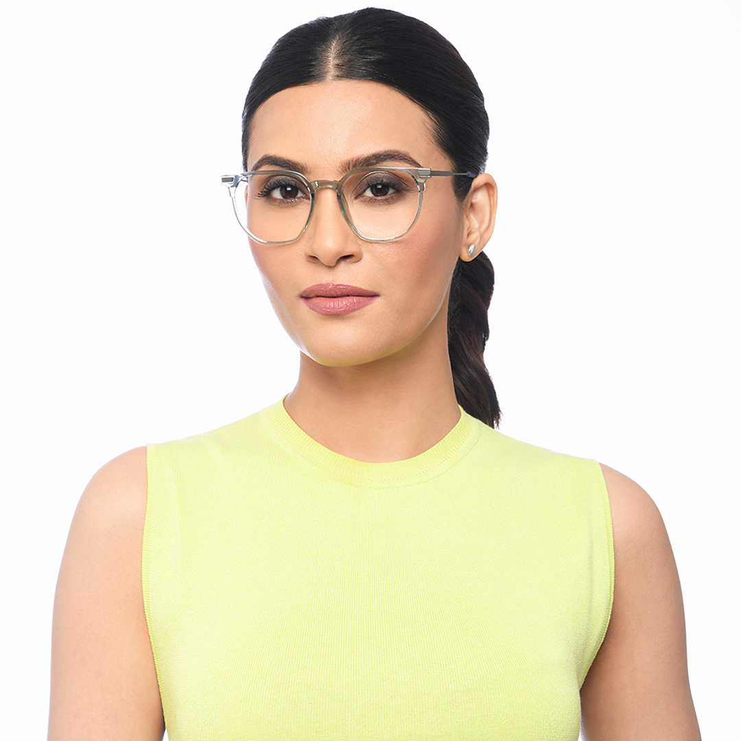 Lenskart Air Green Transparent Full Rim Geometric left side