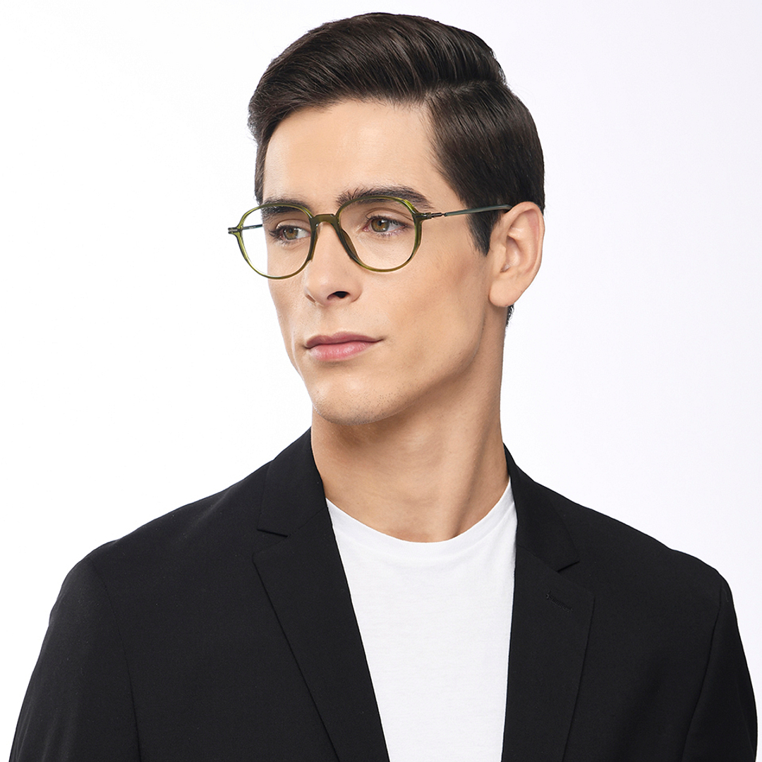 Lenskart Air Online Green Transparent Full Rim Round left side