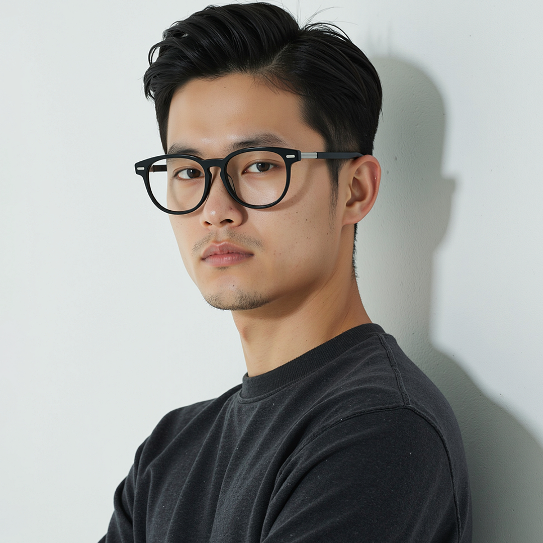 Lenskart STUDIO Black Full Rim Round left side