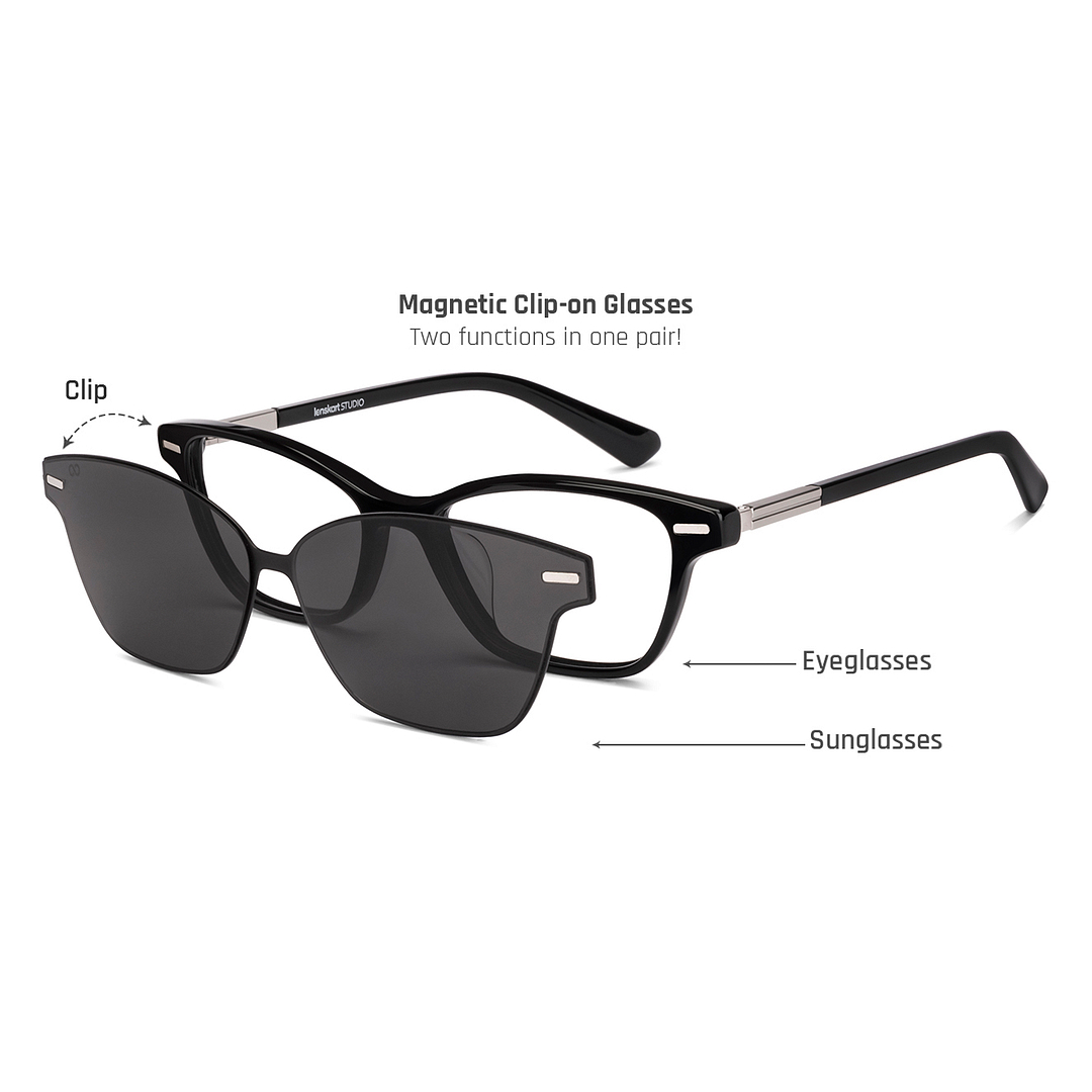 Lenskart STUDIO Black Full Rim Cat Eye left side