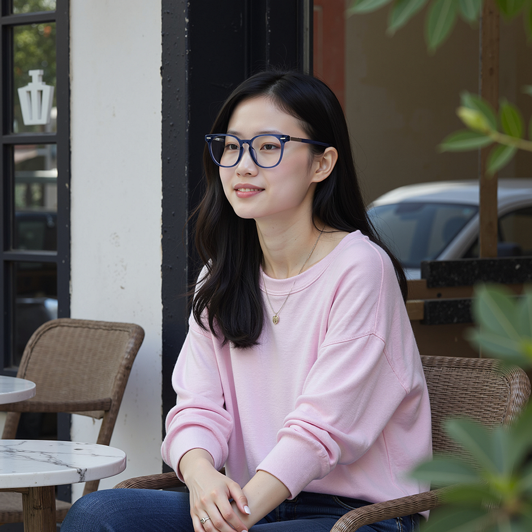 Lenskart STUDIO Blue Transparent Full Rim Square left side