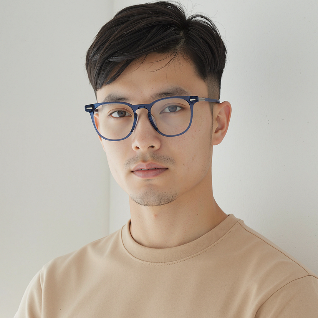 Lenskart STUDIO Blue Transparent Full Rim Square left side