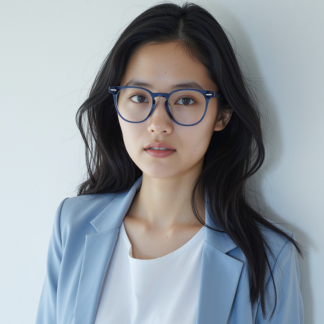 Lenskart STUDIO Blue Transparent Full Rim Square left side