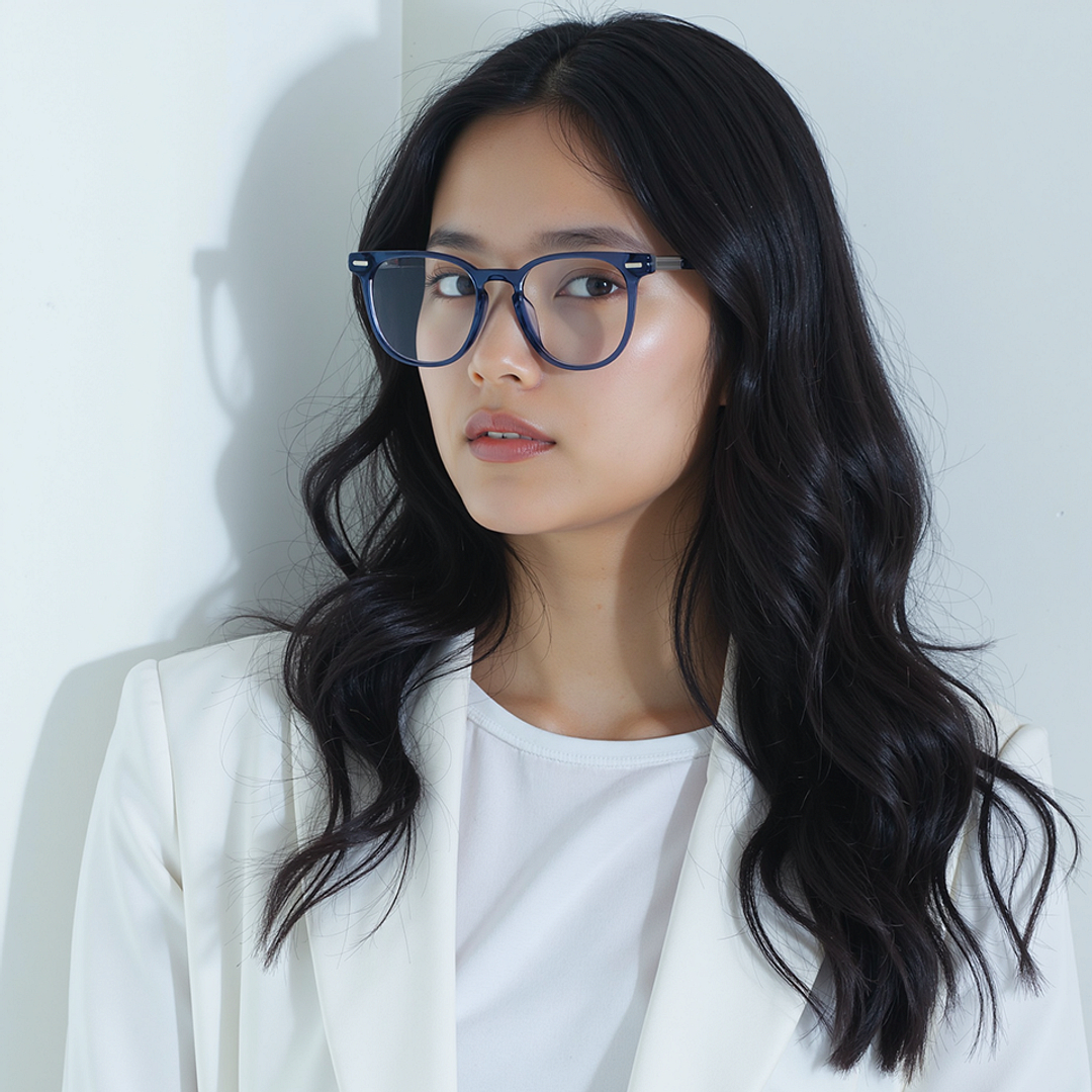 Lenskart STUDIO Blue Transparent Full Rim Square right side