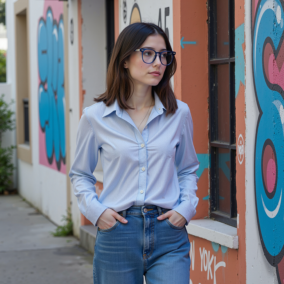 Lenskart STUDIO Blue Transparent Full Rim Square left side