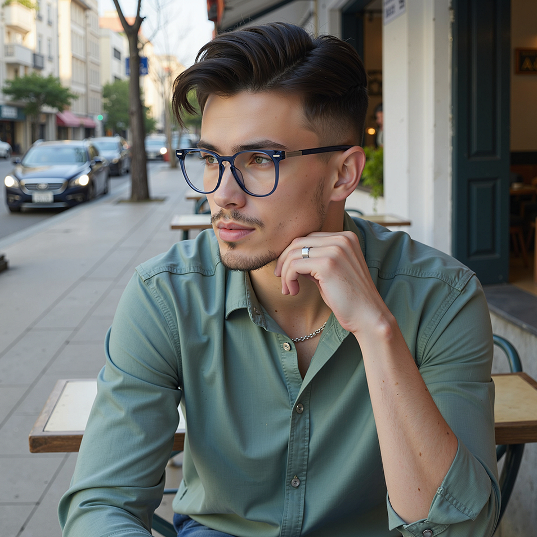 Lenskart STUDIO Blue Transparent Full Rim Square right side