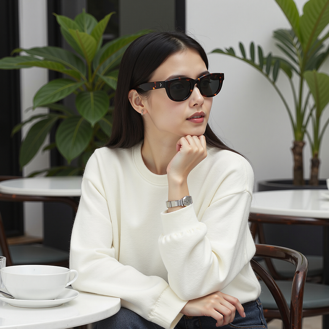 Lenskart Brown Tortoise Full Rim Cat Eye left side