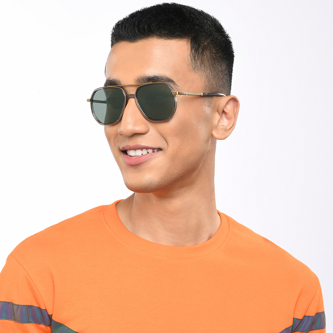 Lenskart Studio Online Gold Full Rim Geometric right side