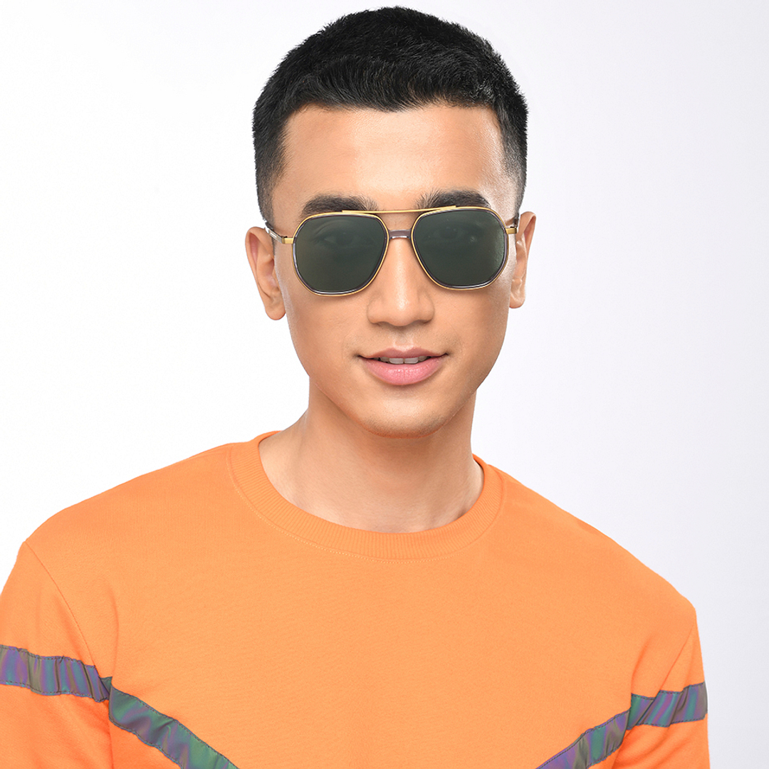 Lenskart Studio Online Gold Full Rim Geometric left side