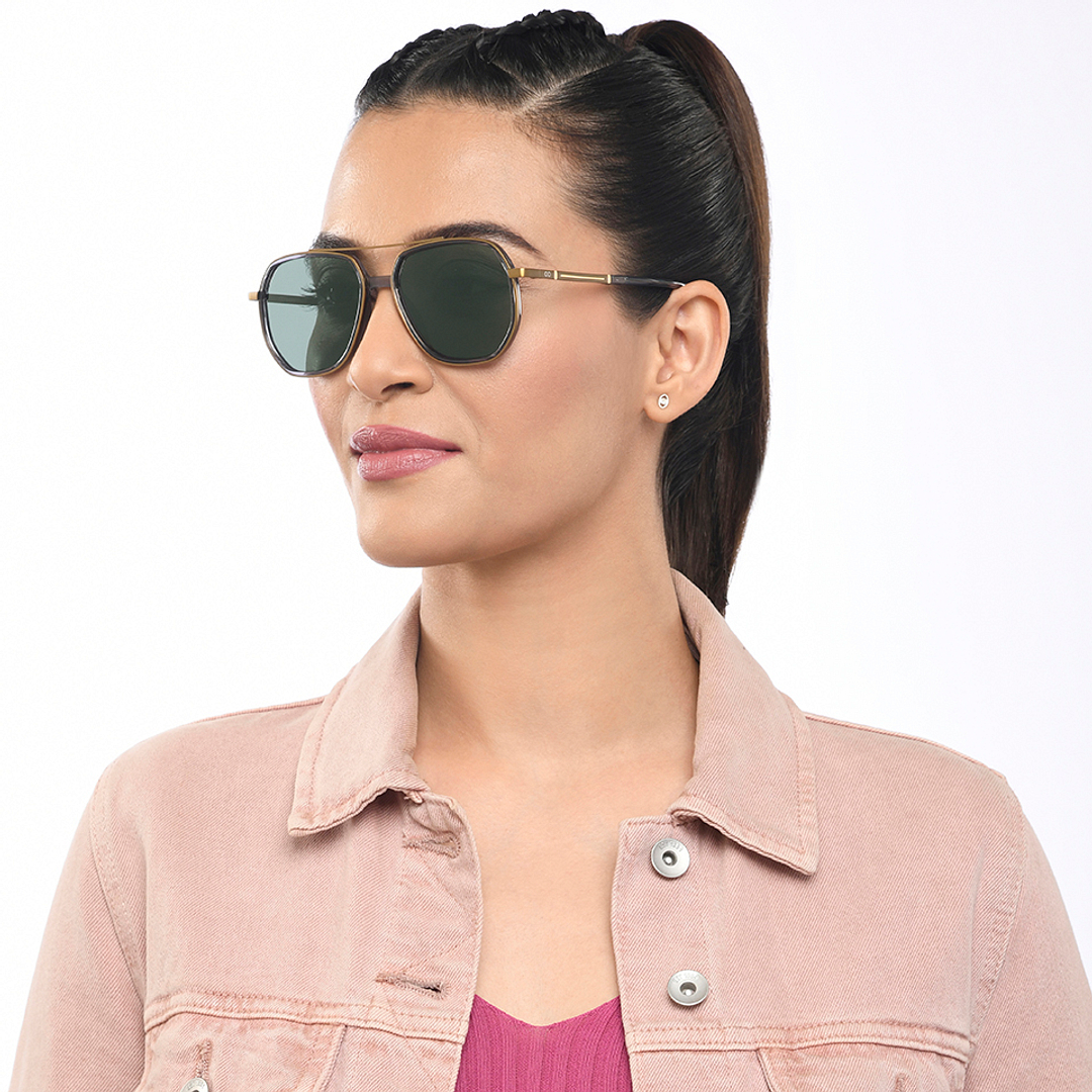 Lenskart Studio Online Gold Full Rim Geometric left side