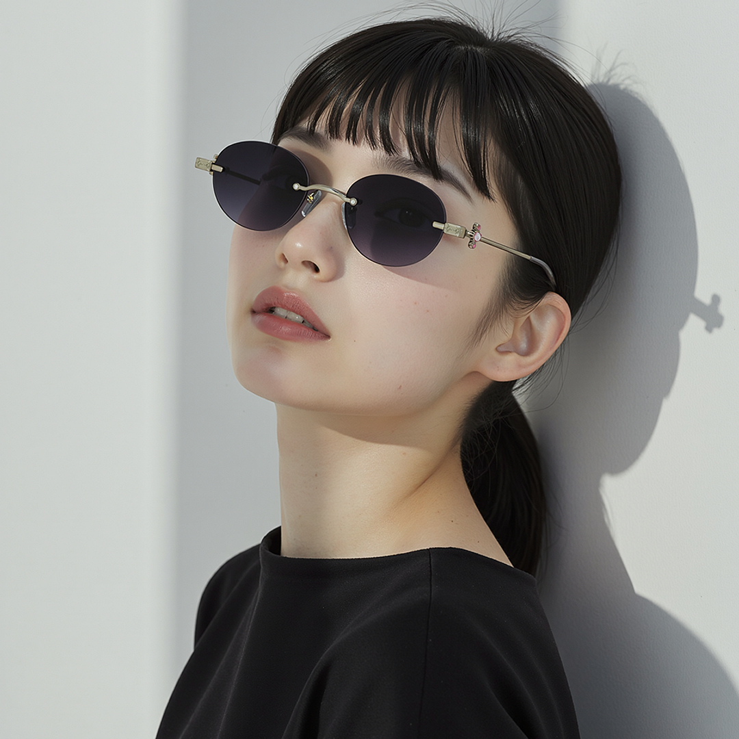 Lenskart STUDIO Silver Rimless Round left side