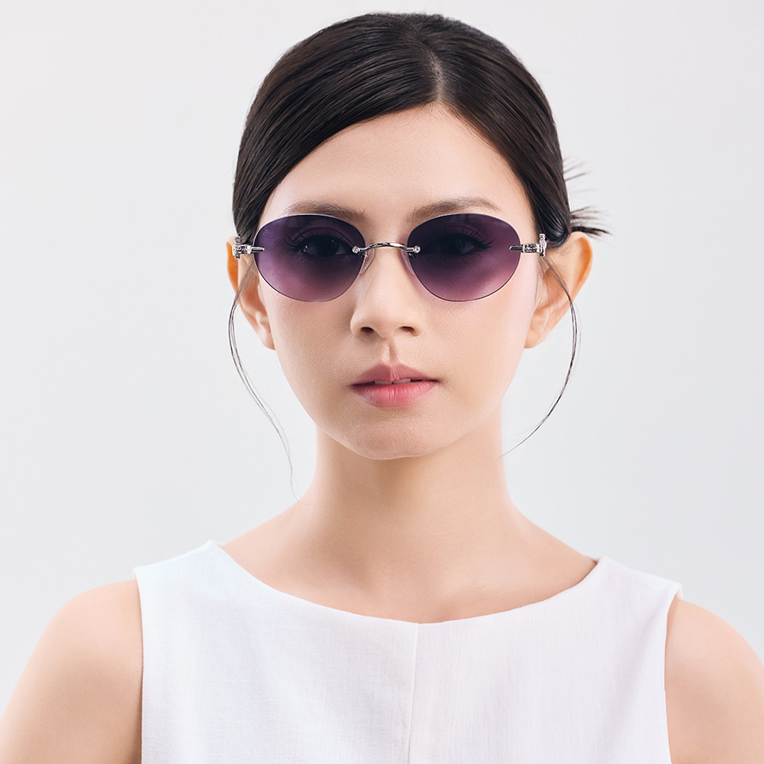 Lenskart STUDIO Silver Rimless Round left side