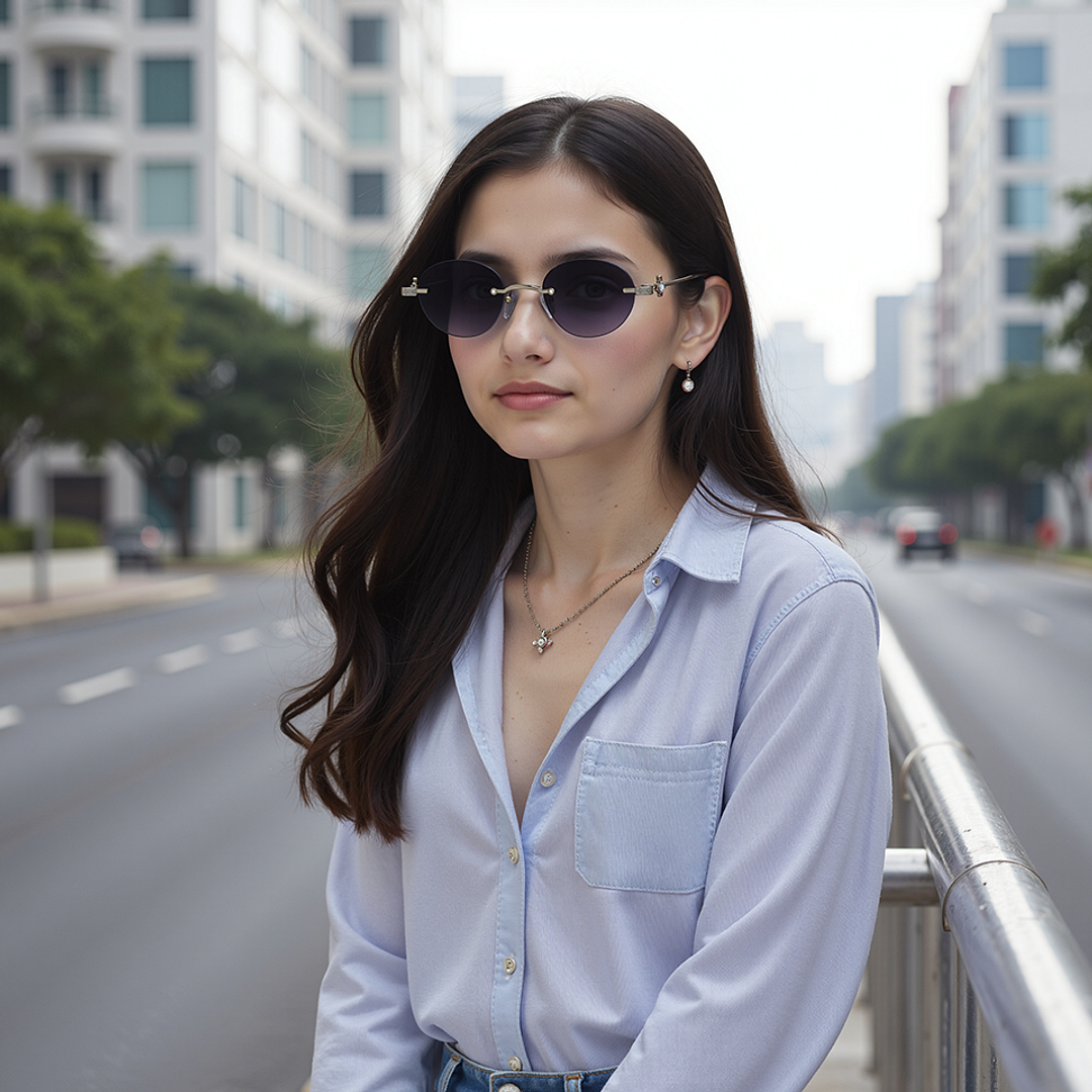 Lenskart STUDIO Silver Rimless Round right side