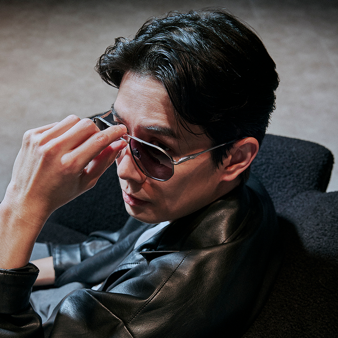 Lenskart STUDIO Gunmetal Full Rim Aviator left side