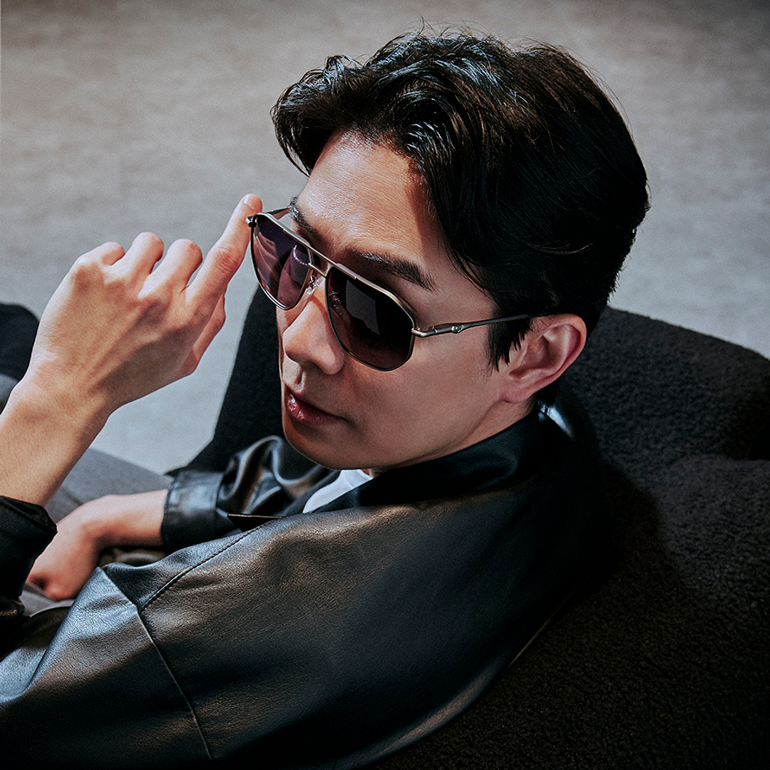 Lenskart STUDIO Gunmetal Full Rim Aviator left side