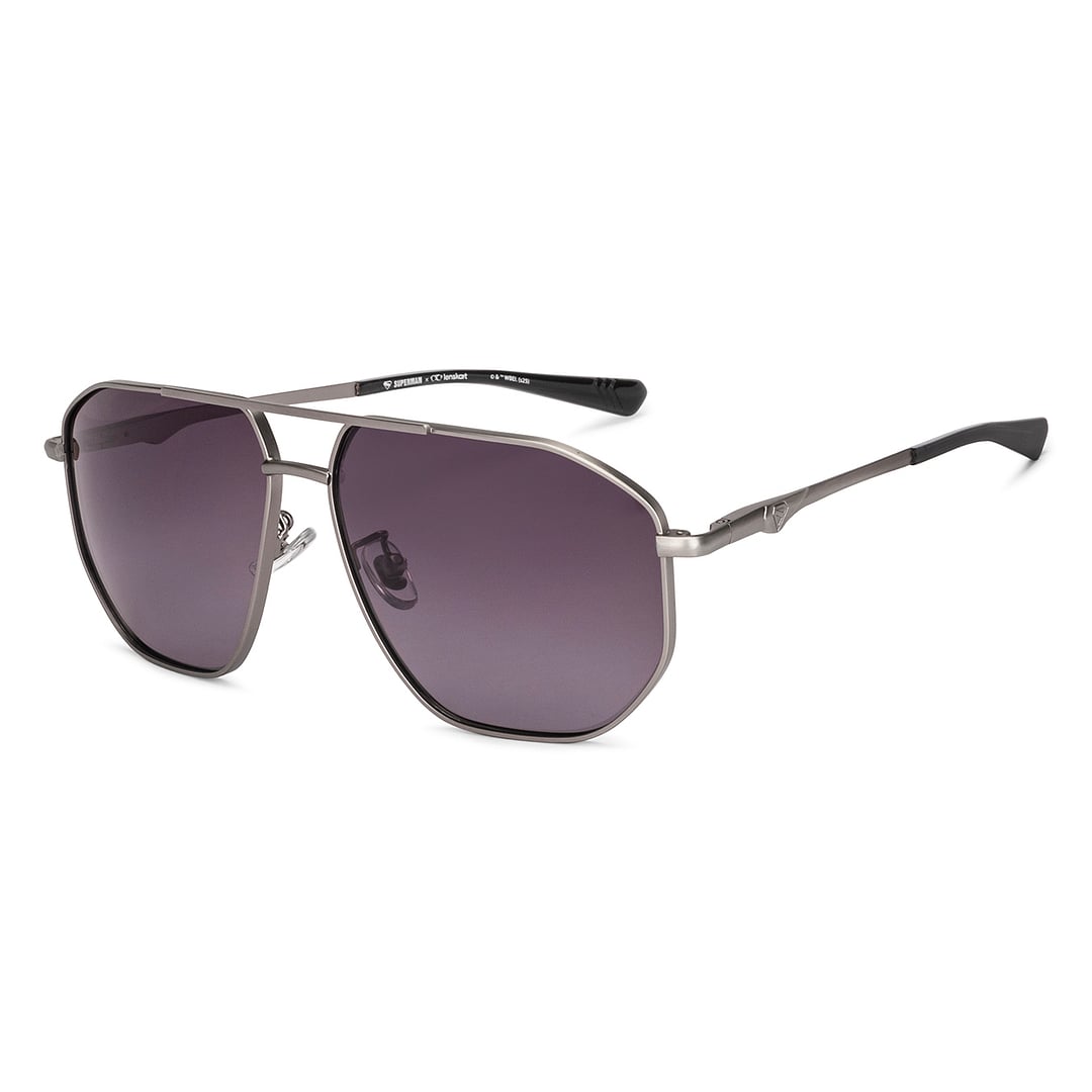 Lenskart STUDIO Gunmetal Full Rim Aviator left side