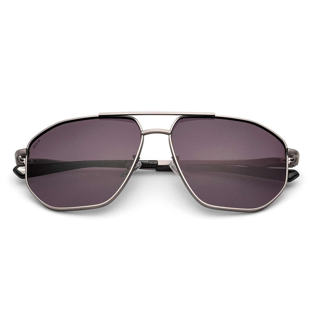 Lenskart STUDIO Gunmetal Full Rim Aviator left side