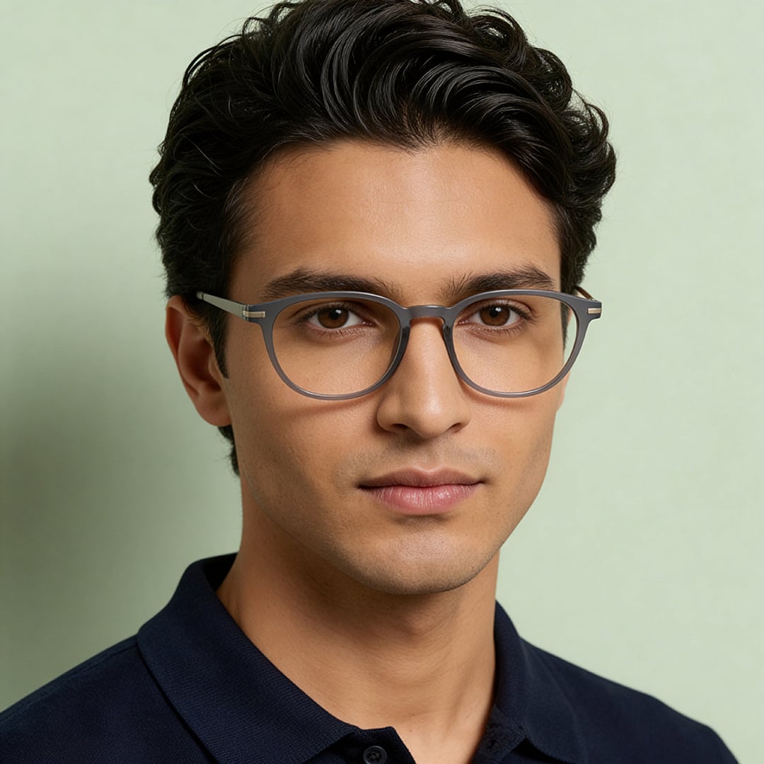 Lenskart Blu Grey Gunmetal Full Rim Round Lenskart Blu LB E14788 Eyeglasses left side