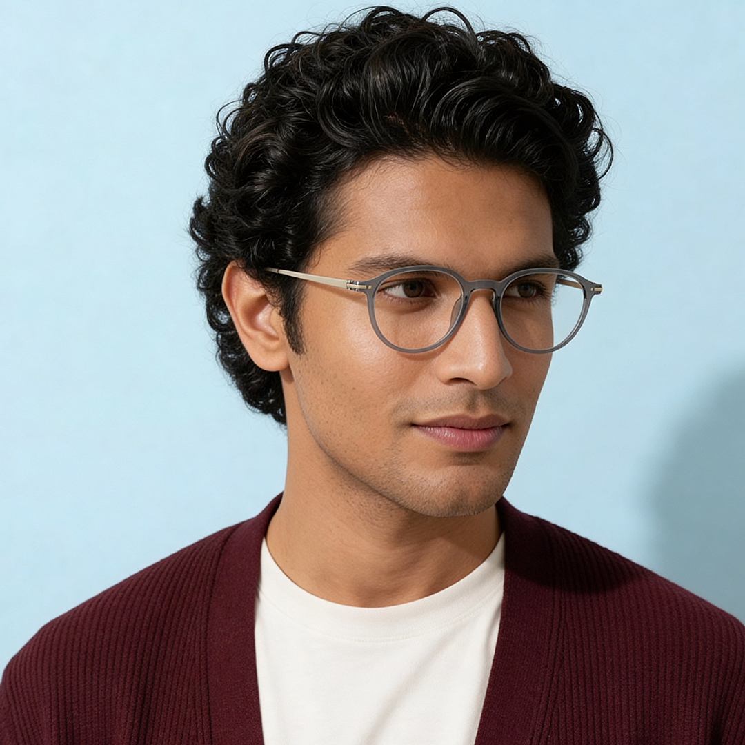Lenskart Blu Grey Gunmetal Full Rim Round Lenskart Blu LB E14788 Eyeglasses right side