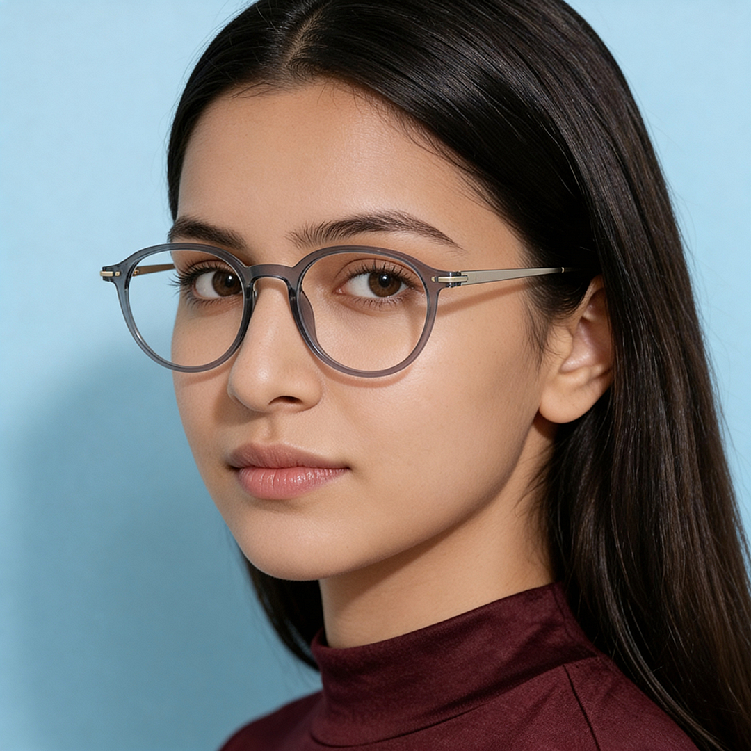 Lenskart Blu Grey Gunmetal Full Rim Round Lenskart Blu LB E14788 Eyeglasses left side