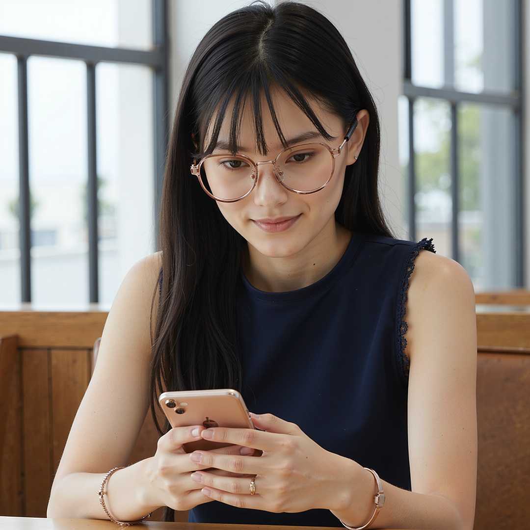 Lenskart Air Rose Gold Full Rim Round left side