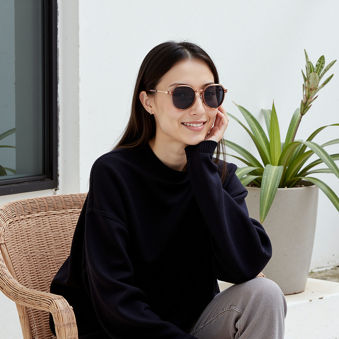 Lenskart Air Rose Gold Full Rim Round left side