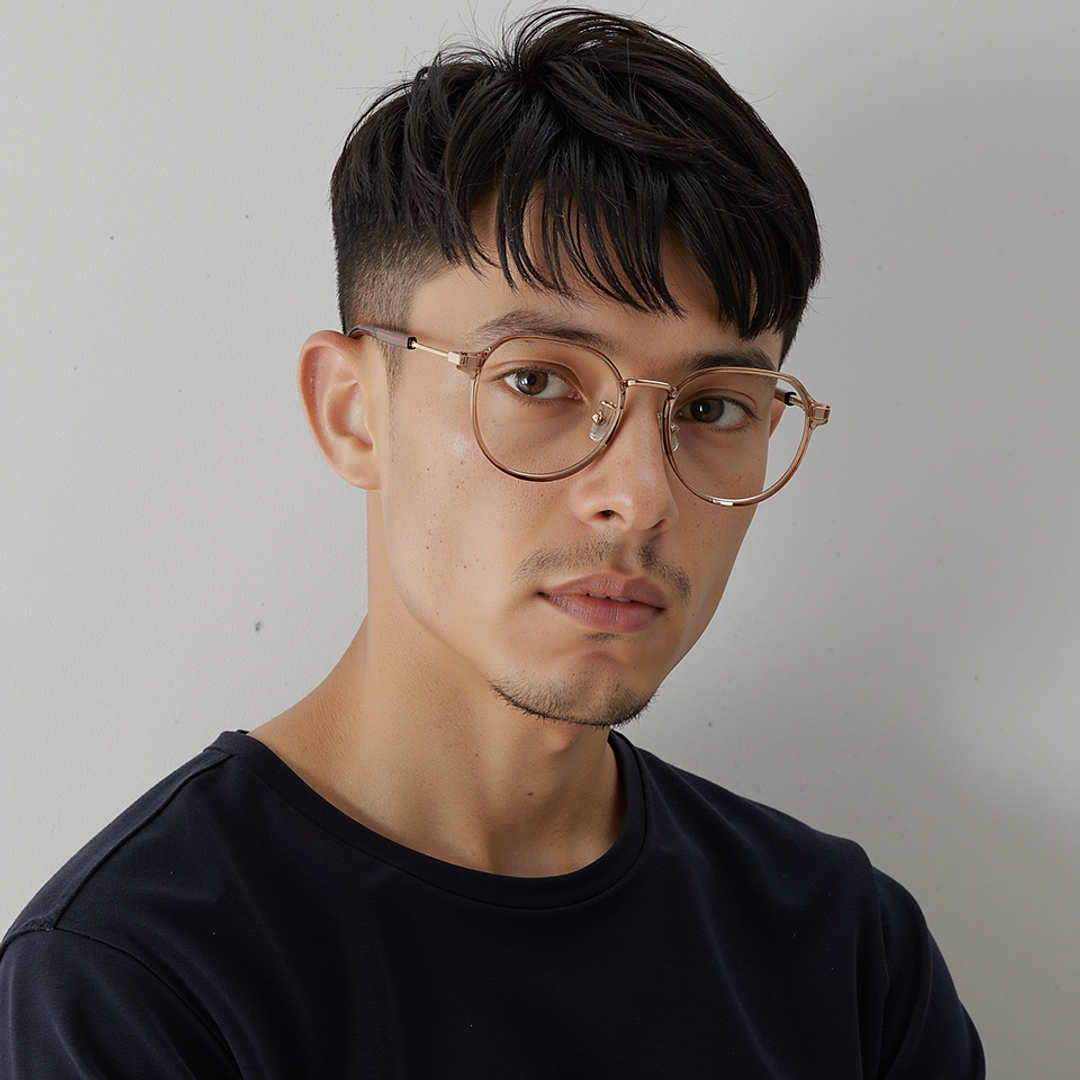 Lenskart Air Rose Gold Full Rim Round left side