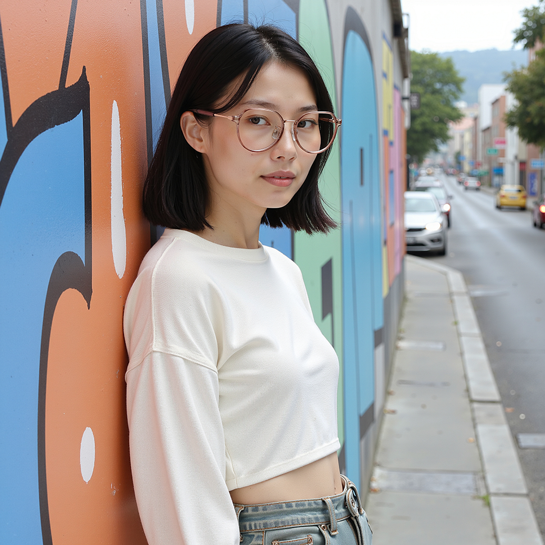 Lenskart Air Rose Gold Full Rim Round left side