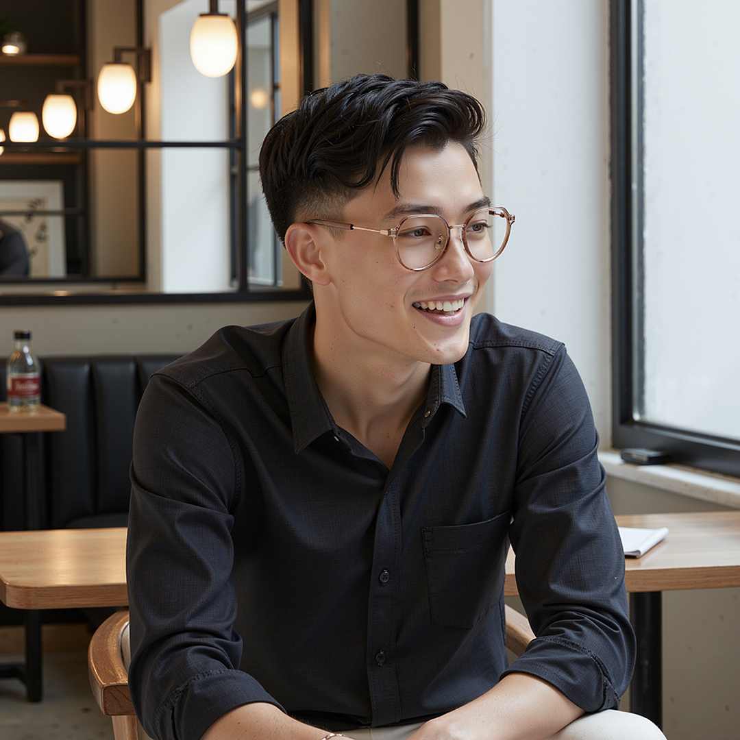 Lenskart Air Rose Gold Full Rim Round right side