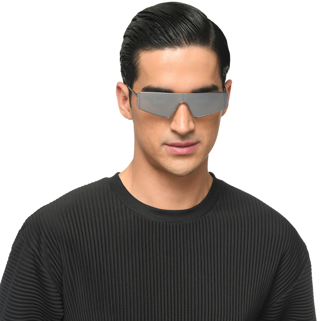 Buy Grey Mirror Gunmetal Full Rim Geometric Vincent Chase SHIELD