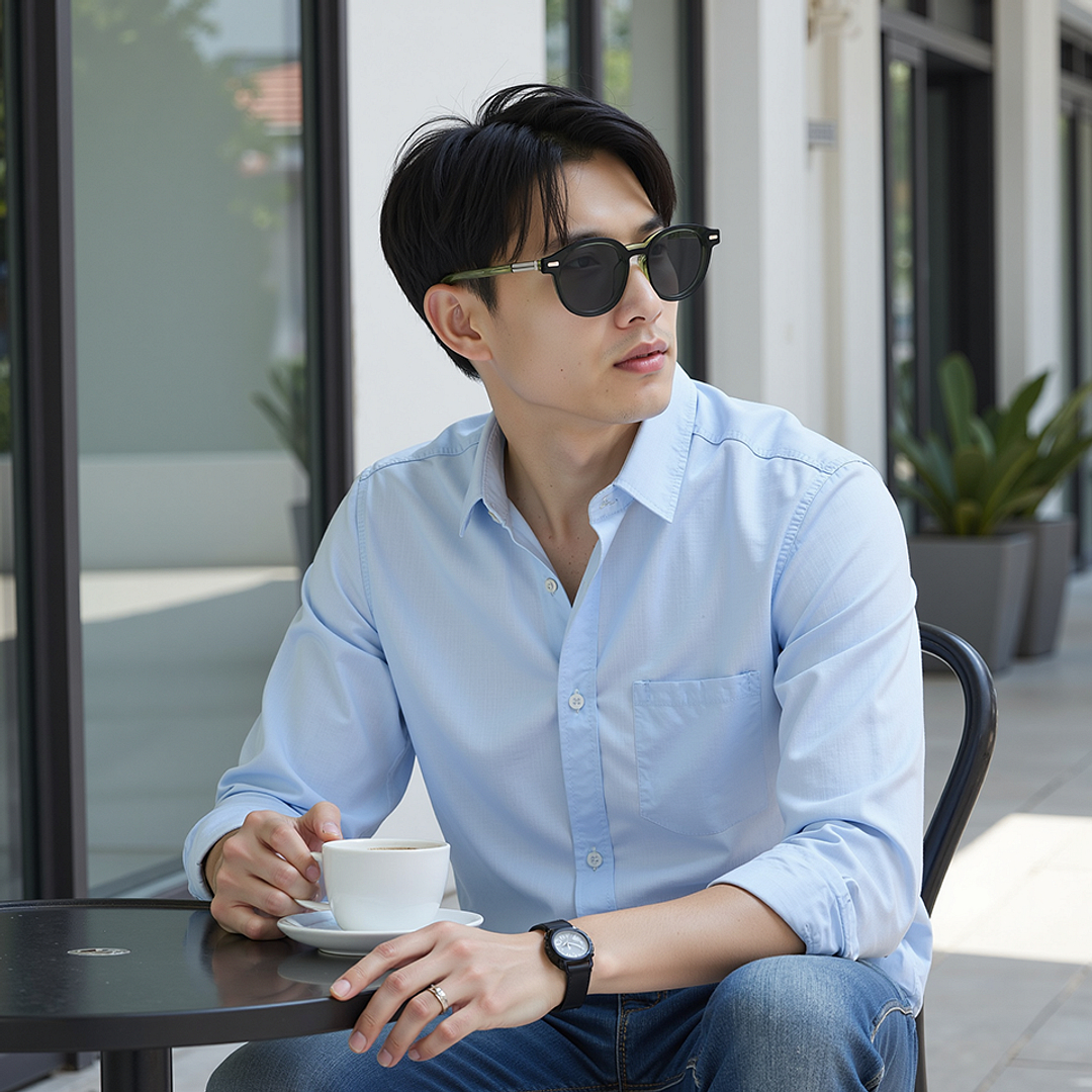 Lenskart STUDIO Olive Green Full Rim Round right side