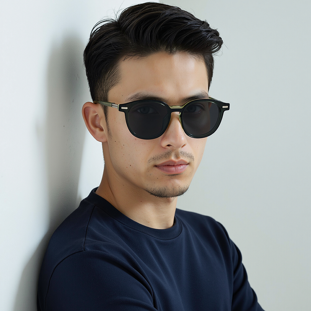 Lenskart STUDIO Olive Green Full Rim Round left side