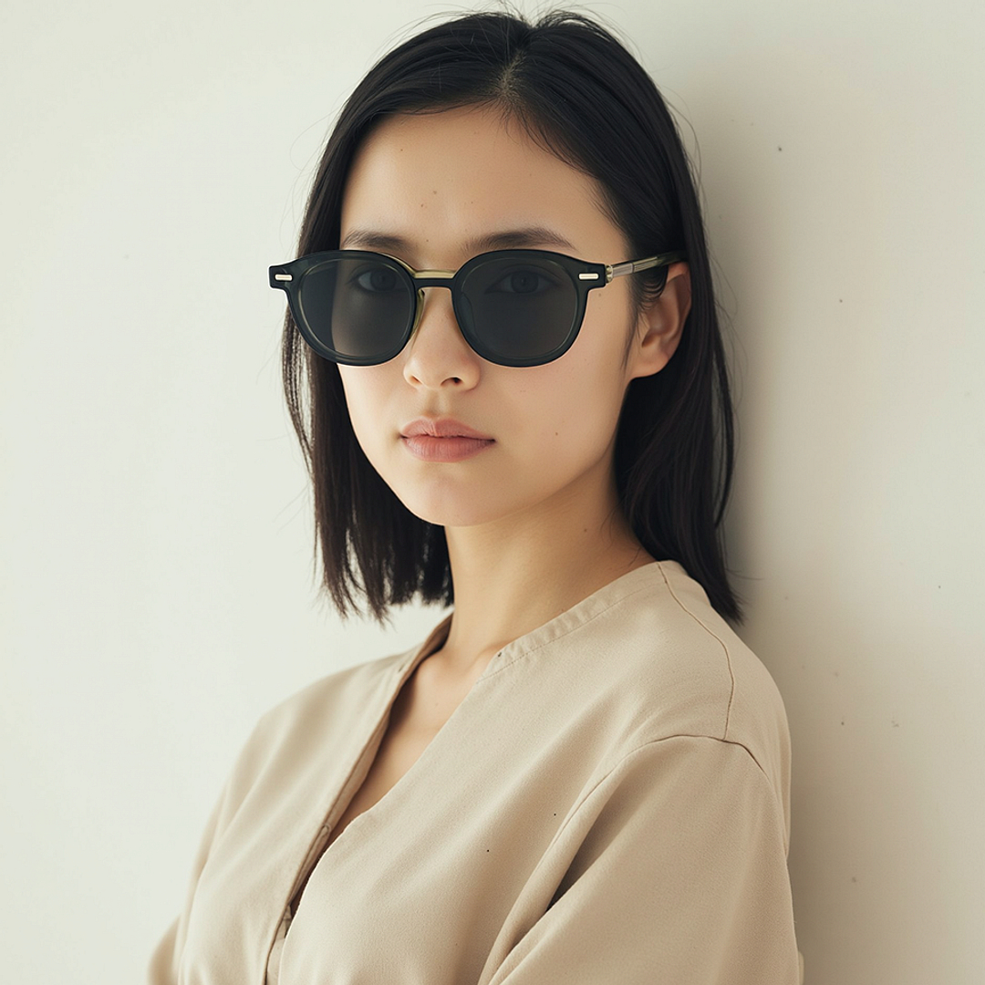 Lenskart STUDIO Olive Green Full Rim Round right side