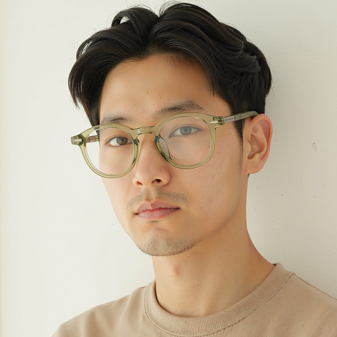 Lenskart STUDIO Olive Green Full Rim Round left side