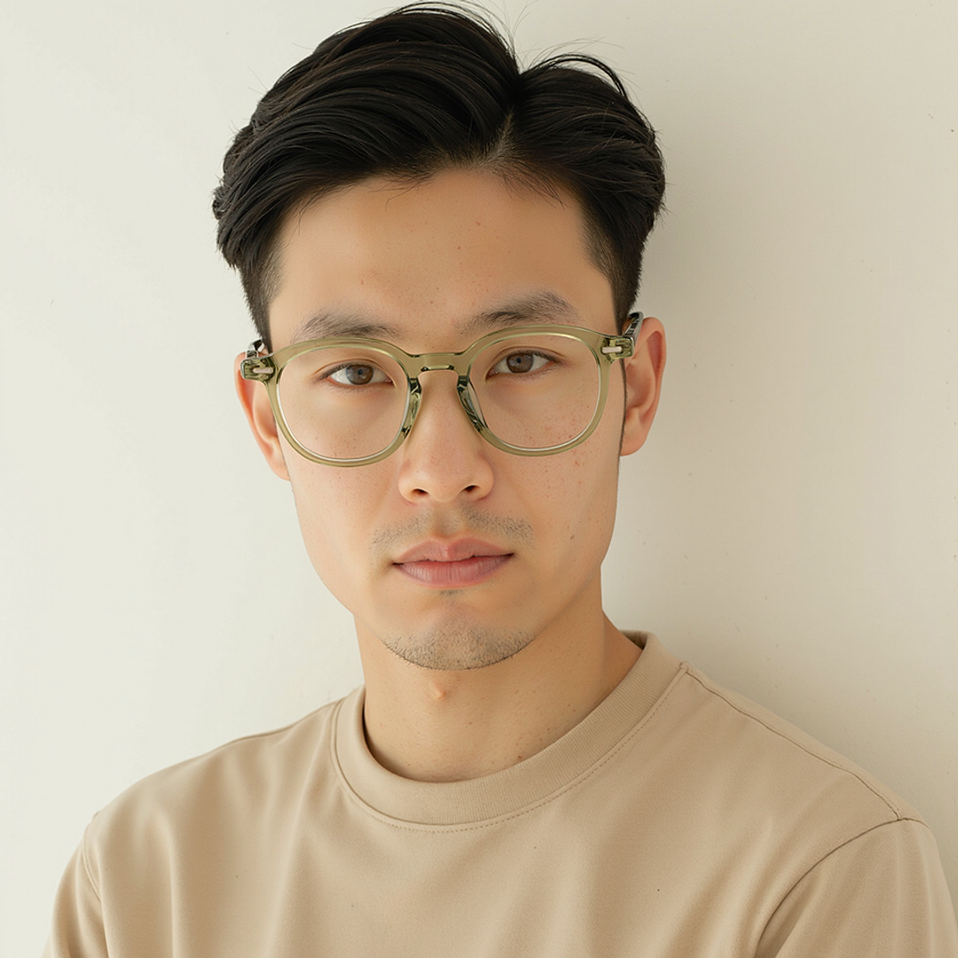 Lenskart STUDIO Olive Green Full Rim Round right side