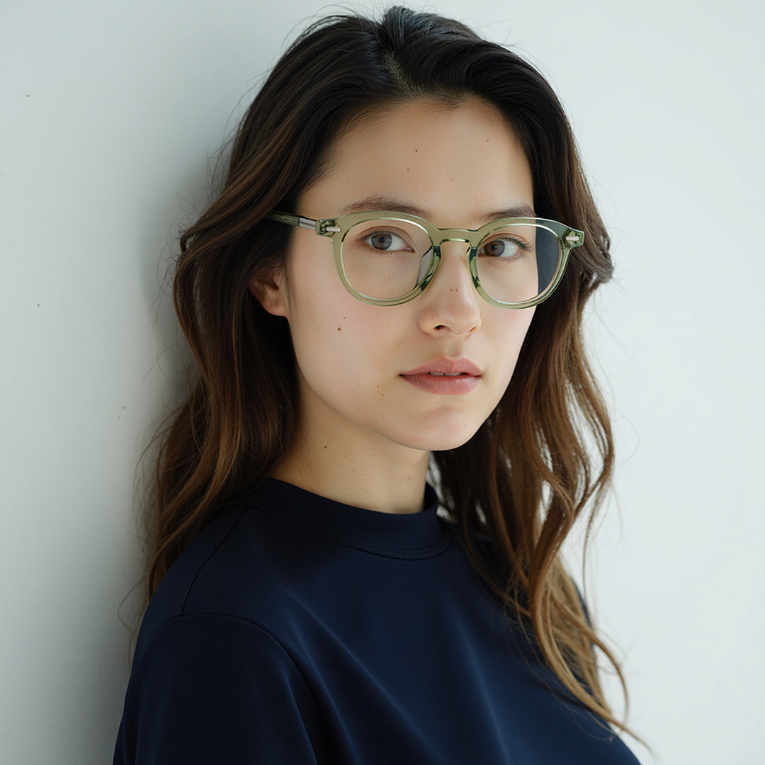 Lenskart STUDIO Olive Green Full Rim Round right side