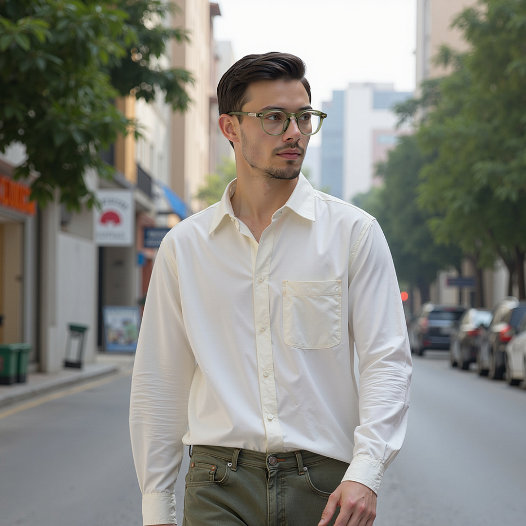 Lenskart STUDIO Olive Green Full Rim Round right side