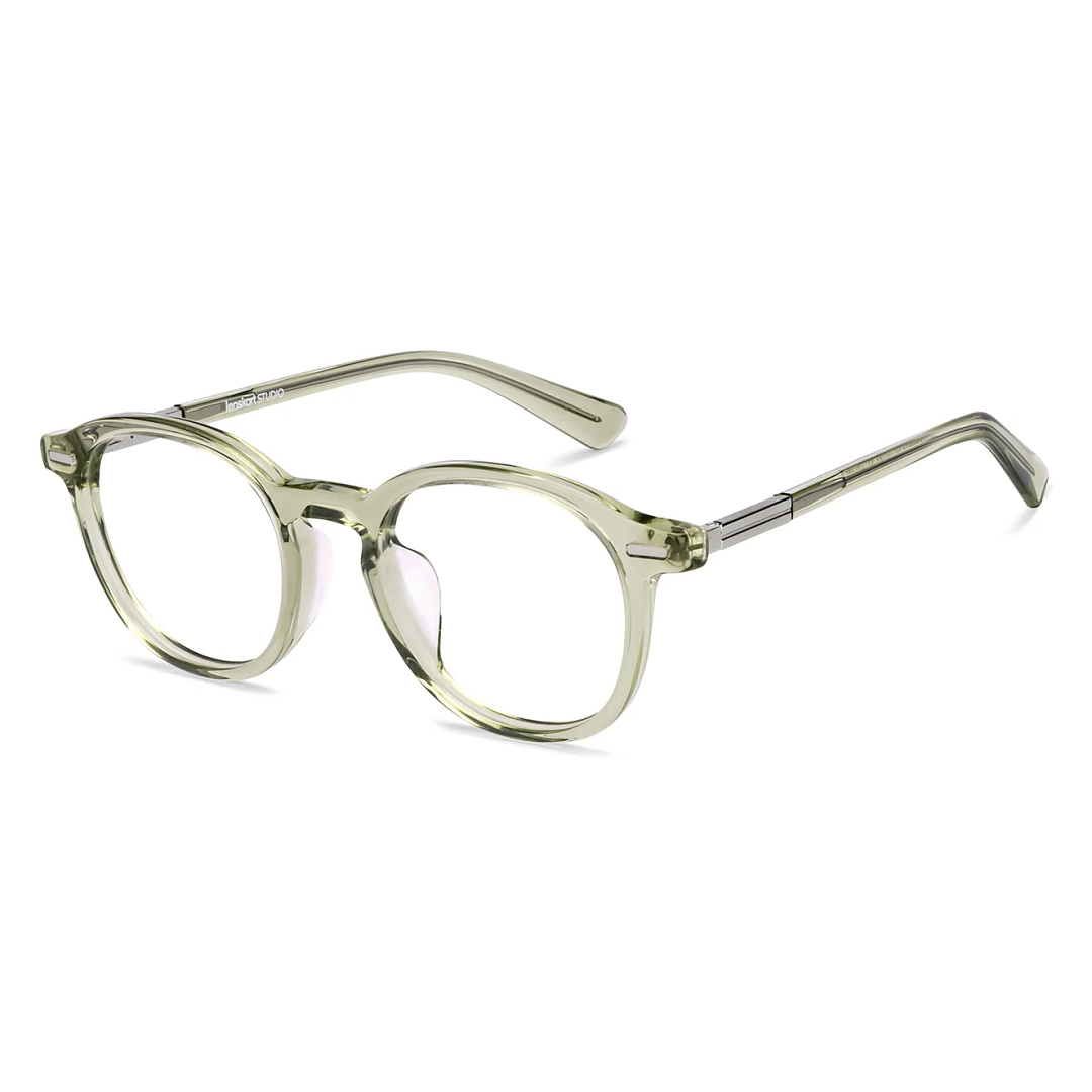 Lenskart STUDIO Olive Green Full Rim Round left side