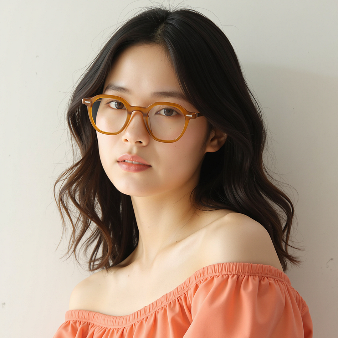 Lenskart STUDIO Orange Full Rim Geometric left side