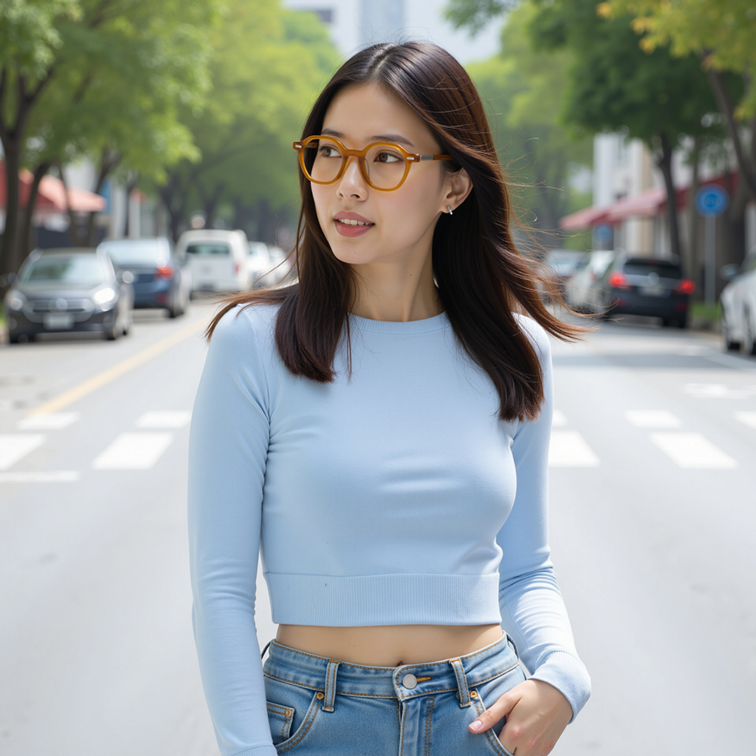 Lenskart STUDIO Orange Full Rim Geometric left side