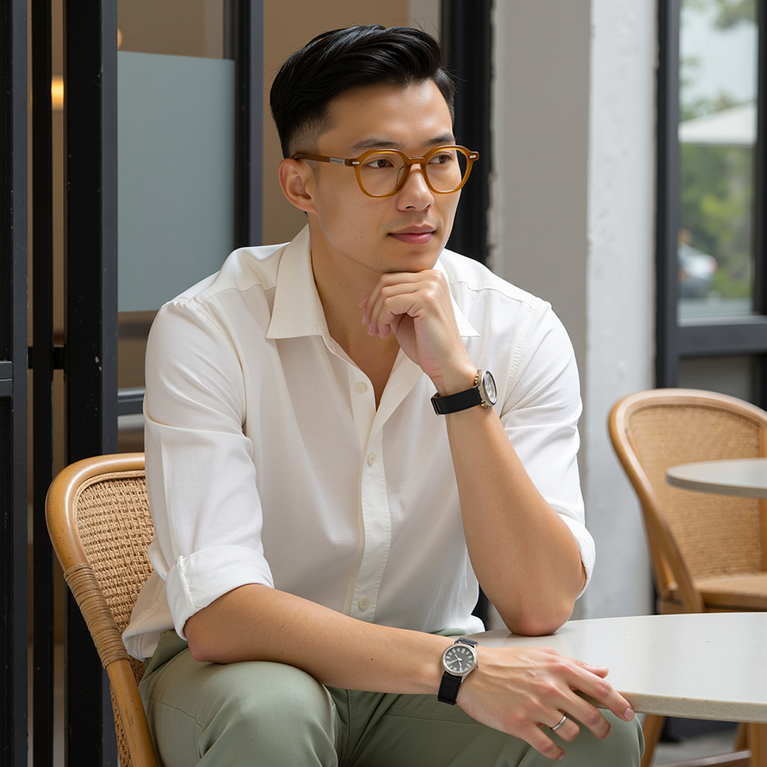 Lenskart STUDIO Orange Full Rim Geometric right side